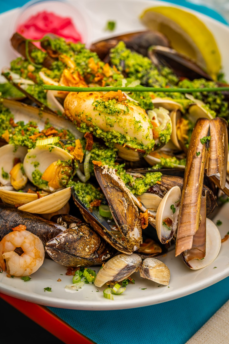 Moules au pesto, spécialité de la Brasserie O'Soleil